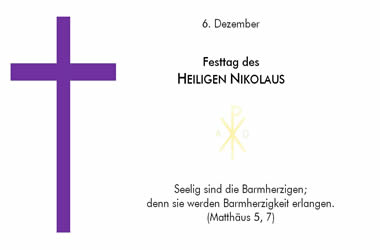 Heiliger Nikolaus – Gedenktag 6. Dezember